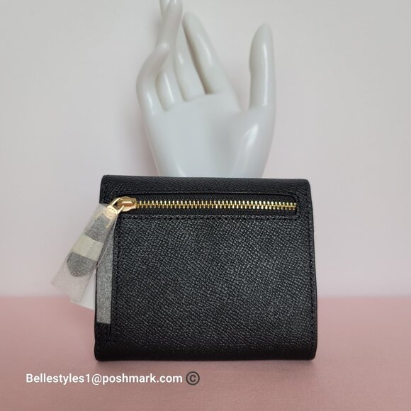 COACH Wyn Crossgrain Leather Small Leather Wallet- Black color 🎈89. ⭐ - Picture 7 of 16